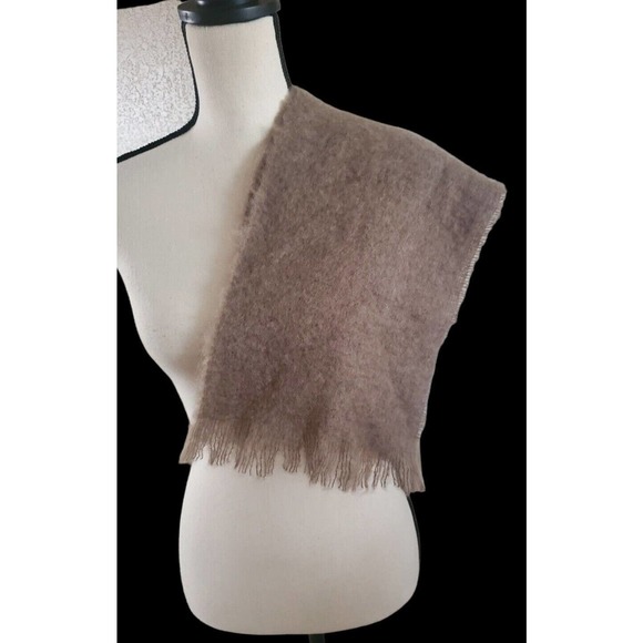 Nasharr Accessories - Vintage Nasharr Japan Brown Wool Acrylic Blend Fringed Muffler Scarf 55" X 10"